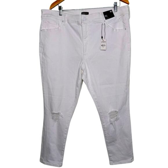 Express White Distressed Cropped Jeans Size 18S - Picture 1 of 9